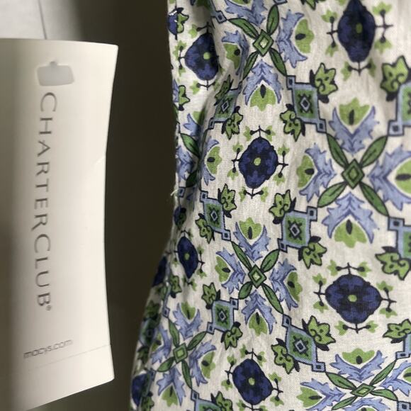 Charter Club Sleeveless Flower Print Button-Down Blouse 8- NWT - Picture 4 of 5